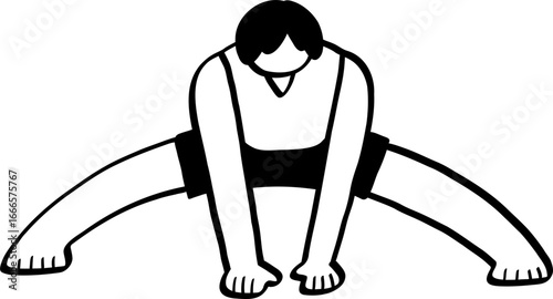hand drawn cute character illustration of people exercising.