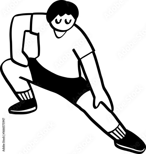 hand drawn cute character illustration of people exercising.