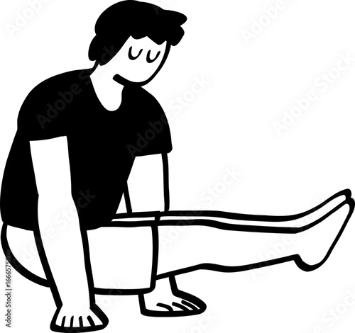hand drawn cute character illustration of people exercising.