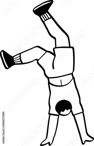 hand drawn cute character illustration of people exercising.