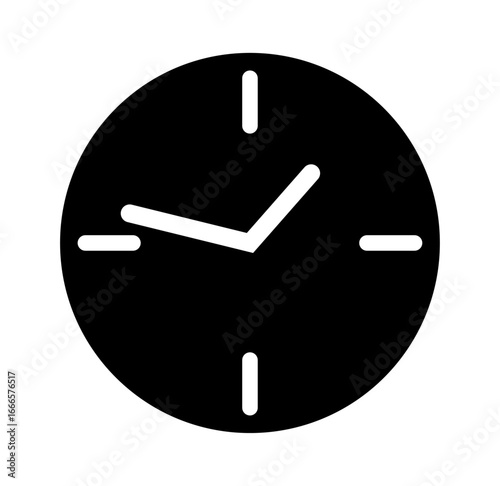 Clock icon on transparent background, flat line design, vector illustration
