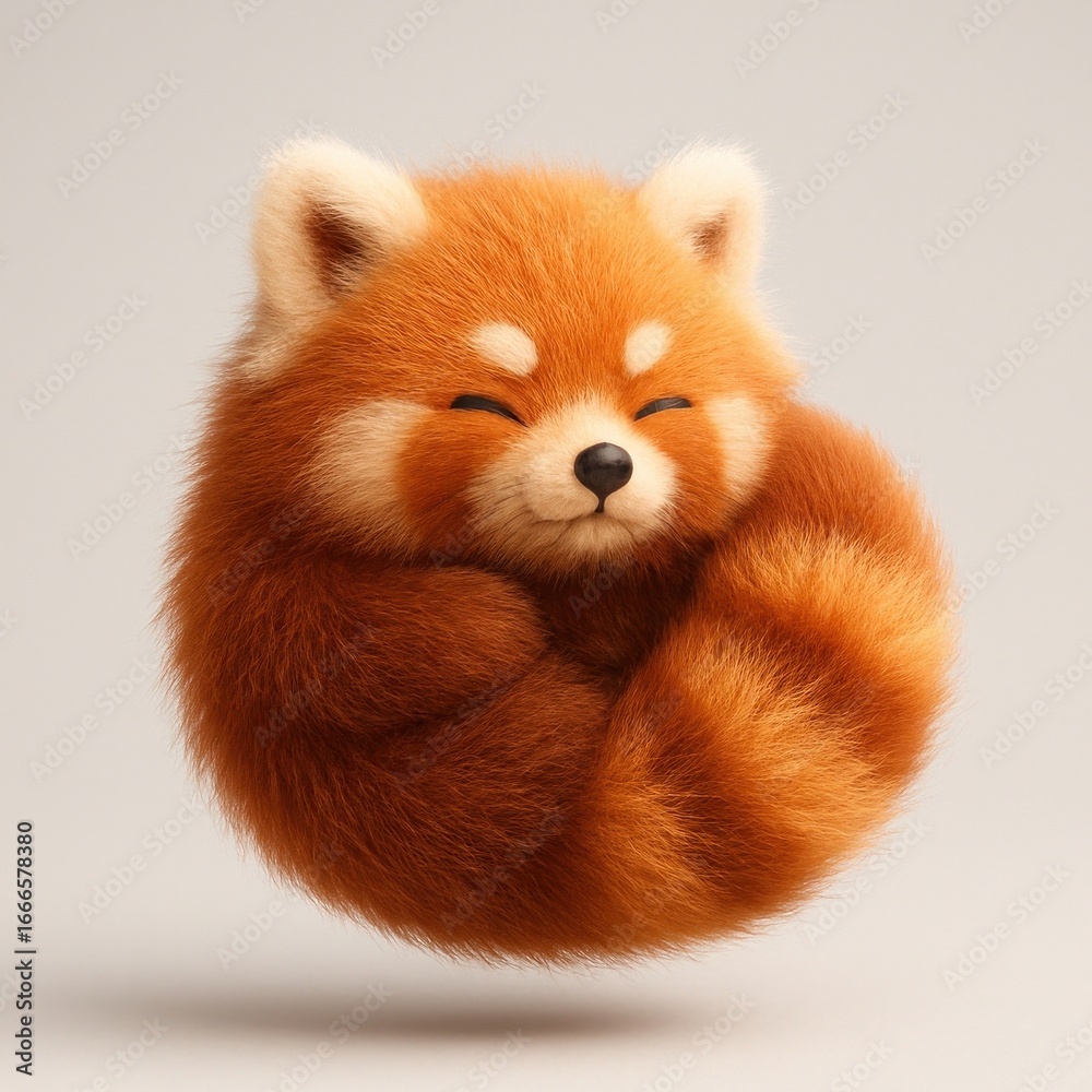 Obraz premium Adorable fluffy red panda illustration.