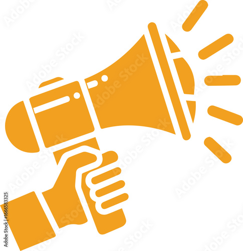 Standout announcement icon with megaphone in hand, promoting a message with authority