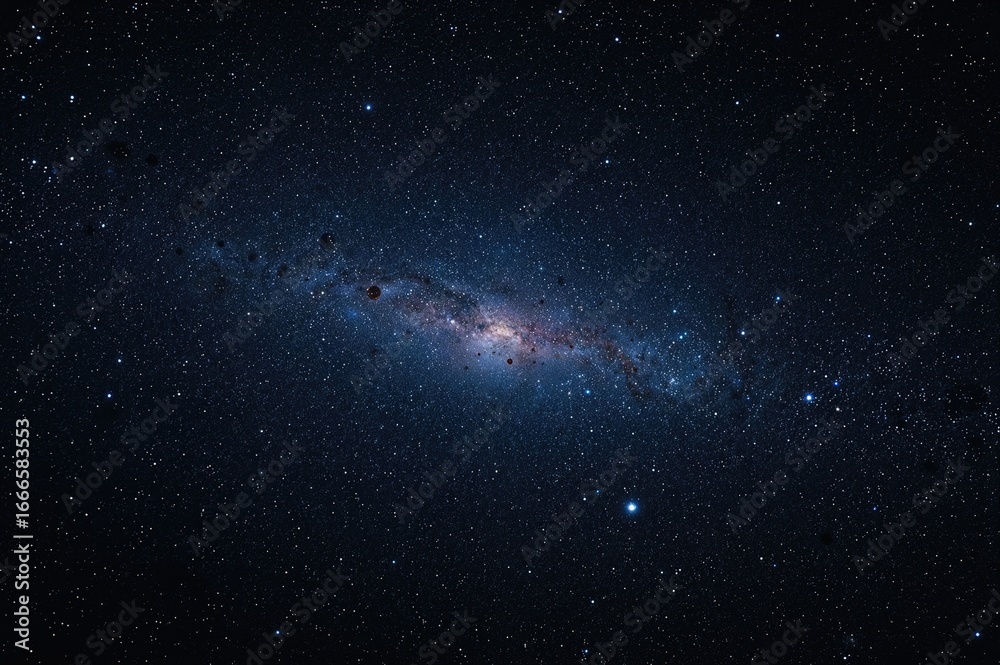 Fototapeta premium Infinite cosmos filled with a vast nebula, countless stars and galaxies, distant starlight shining