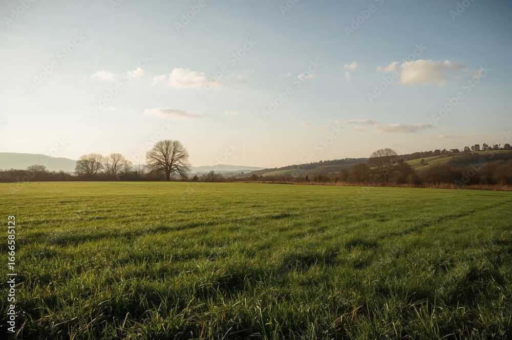 Obraz premium Early winter landscape of a field in a rural area