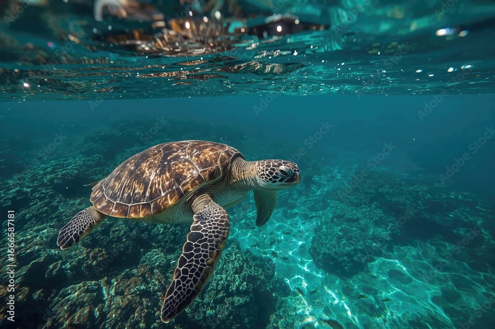 Fototapeta premium Marine turtle in tropical waters