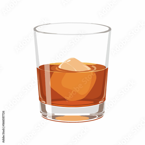 glass of whiskey with ice