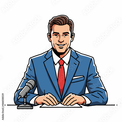 News Reporter Vector Illustration Presenting Breaking News