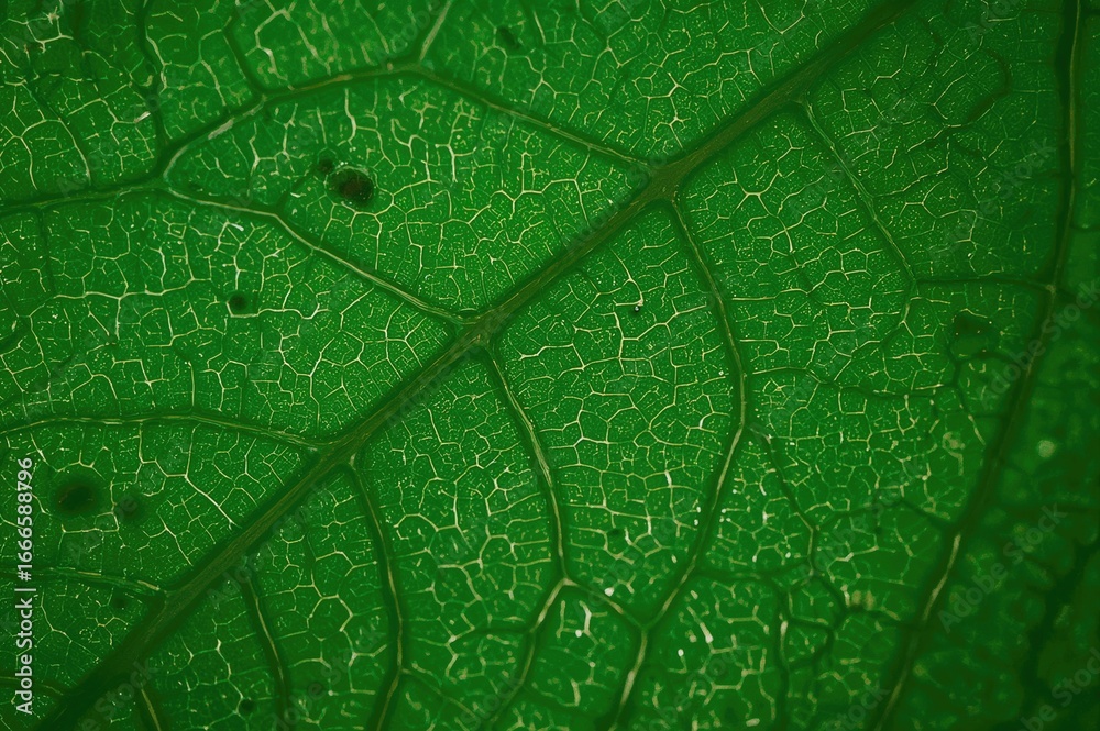 Obraz premium Close-up of verdant leaf texture with floral abstract design for summer nature themes