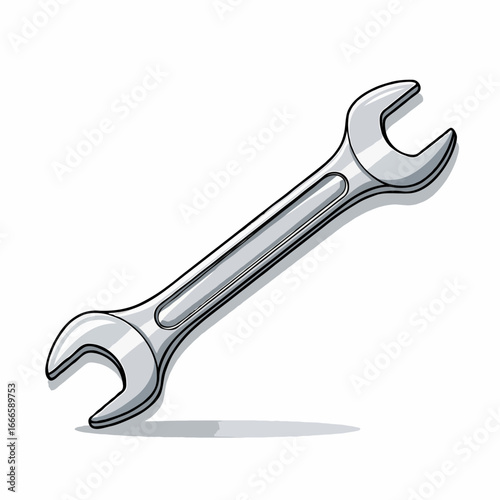 Open Wrench Vector Illustration for Tightening or Loosening Bolts