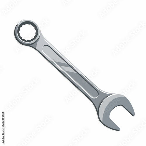 Open Wrench Vector Illustration for Tightening or Loosening Bolts