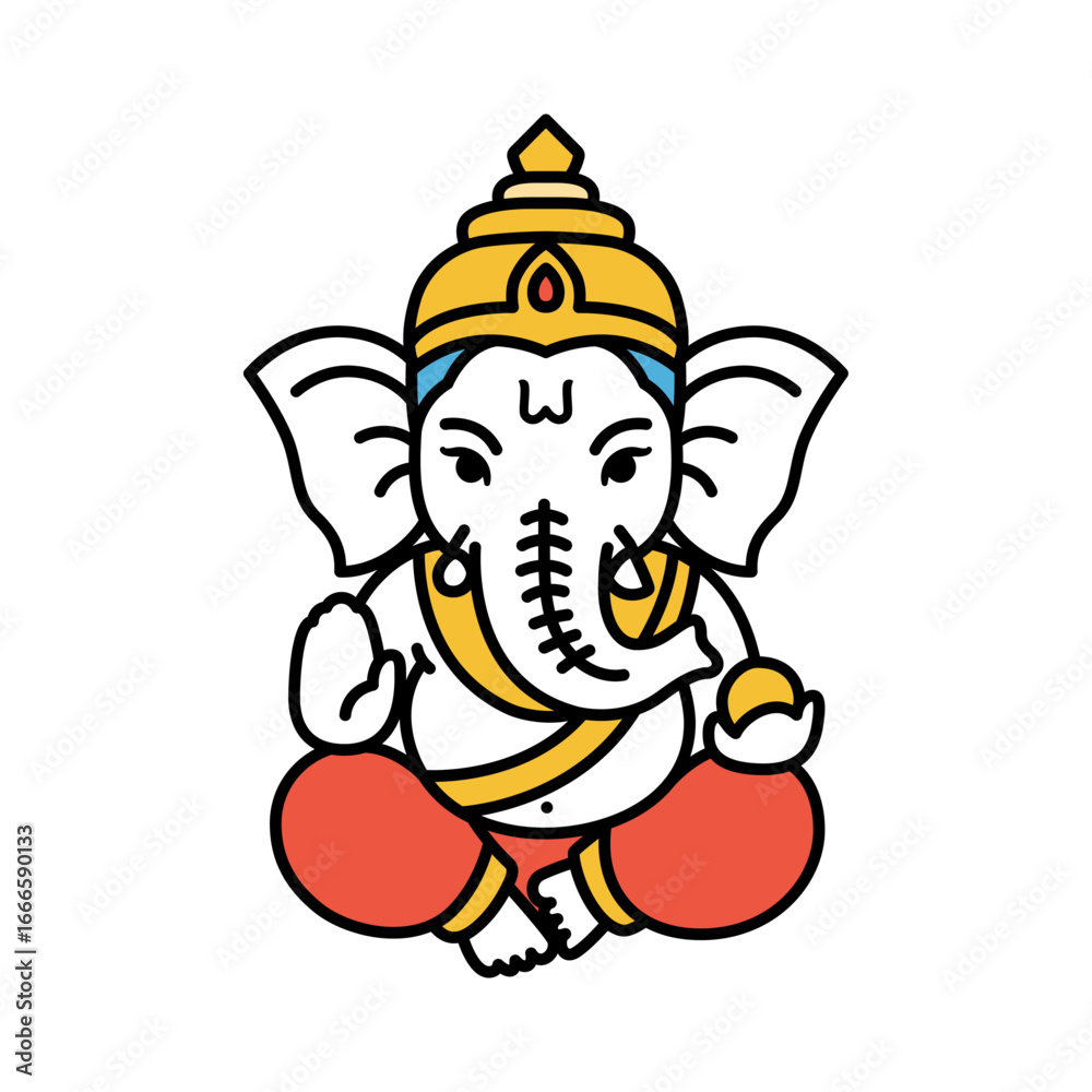 Naklejka premium Lord Ganesha Minimalist vector Illustration