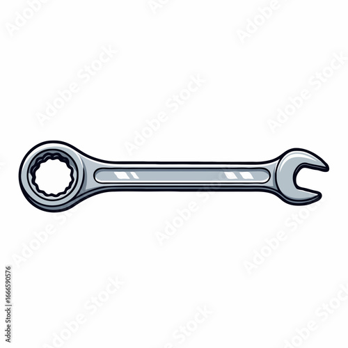 Open Wrench Vector Illustration for Tightening or Loosening Bolts