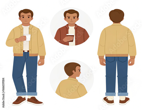 Casual young man holding coffee cup