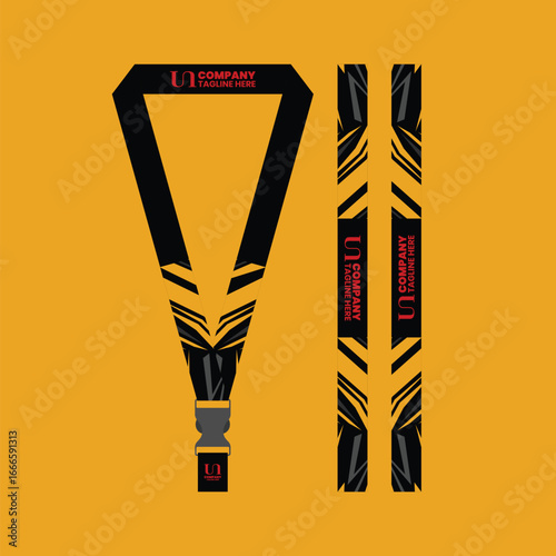 Corporate, school lanyard mockup with futuristic style