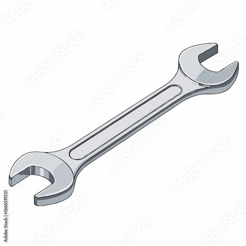 Open Wrench Vector Illustration for Tightening or Loosening Bolts