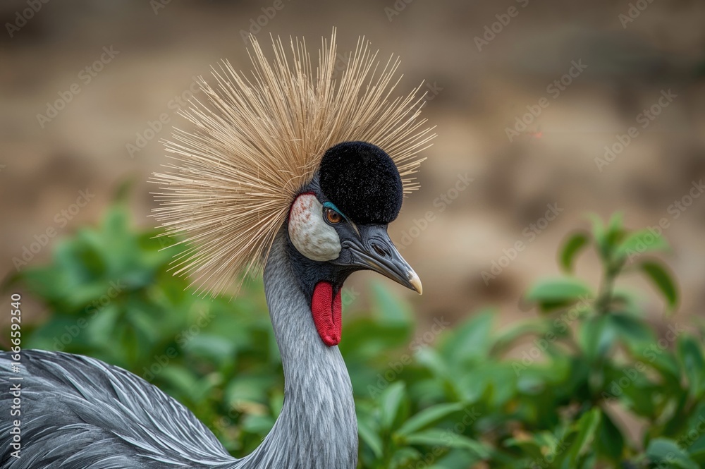 Fototapeta premium Stunning Close-Up of a Majestic Crowned Crane