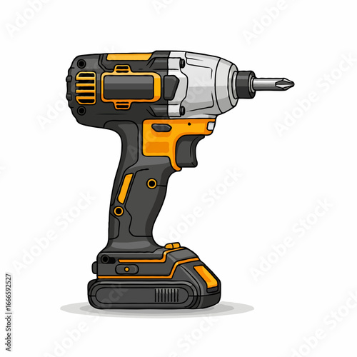 Electric Screwdriver Vector Illustration for Fastening and Removing Screws