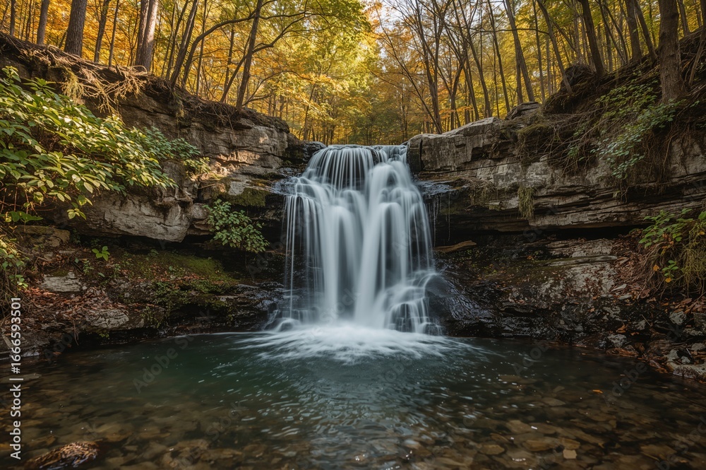 Fototapeta premium Autumn Splendor in a Forested Mountain Preserve