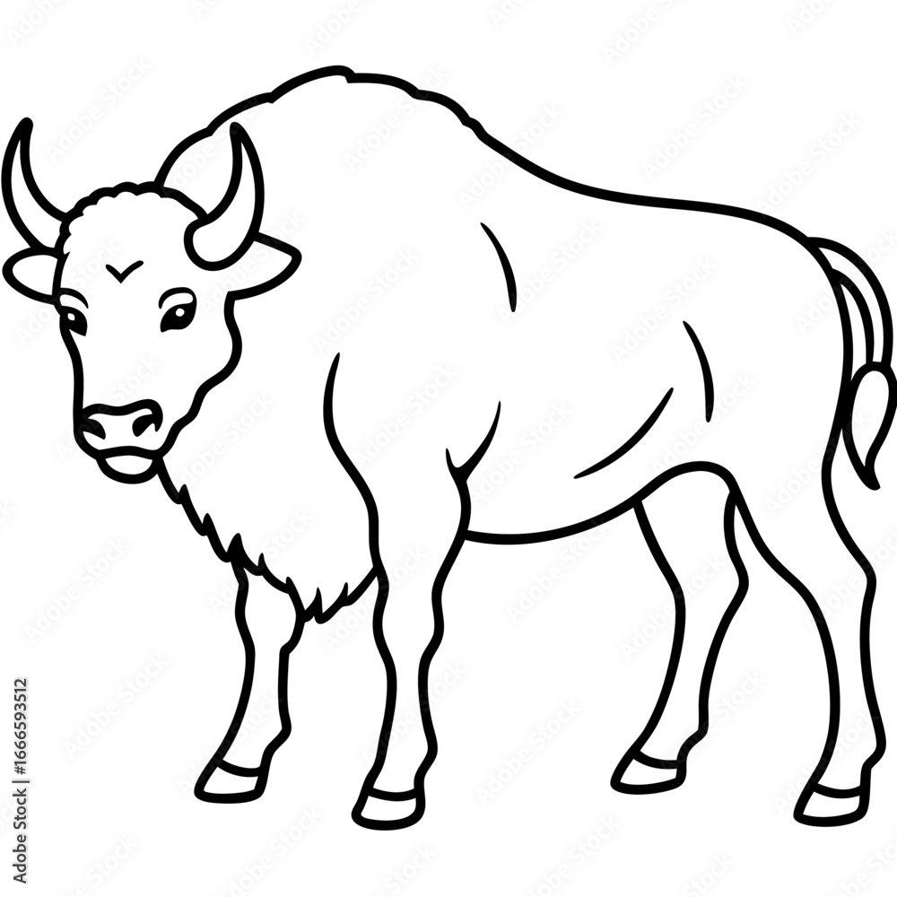 Fototapeta premium Wild Bison Outline line art
