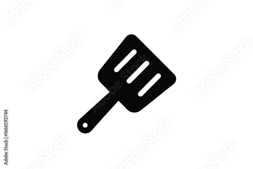 Black silhouette of a rubber spatula on a white background