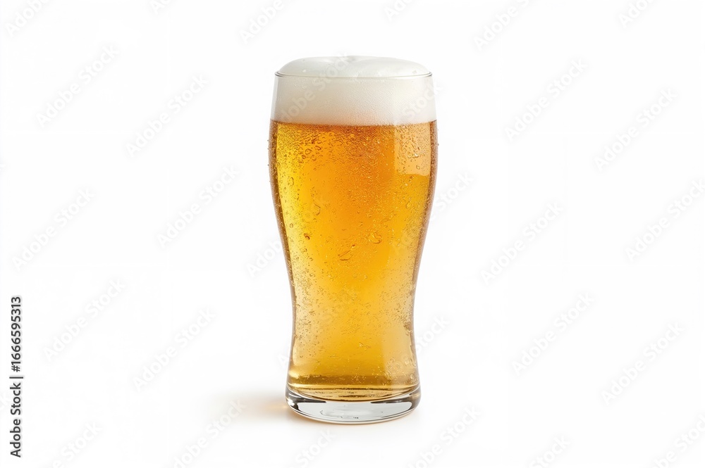 Beer Glass on a White Surface with Blank Space, Separated Beer Glass on a White Surface with Blank Space, Separated