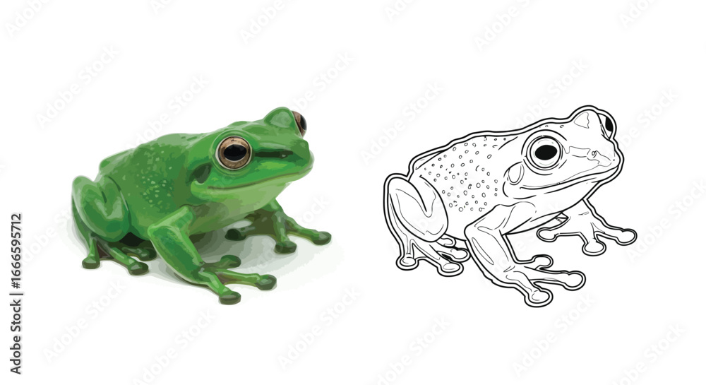 Obraz premium Amazon Emerald Glass Frog Dual Amphibian Coloring Sheet Educational Printable Design