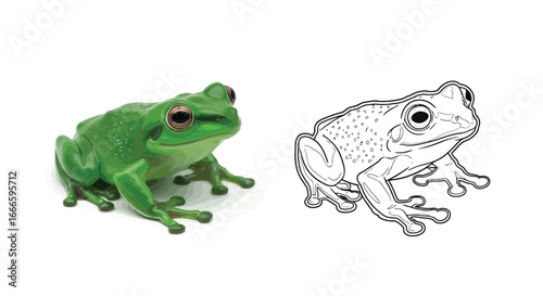 Amazon Emerald Glass Frog Dual Amphibian Coloring Sheet Educational Printable Design