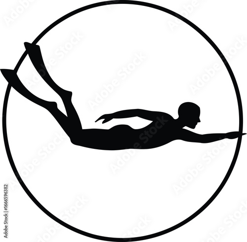 Silhouette of a person performing aerial acrobatics within a hoop