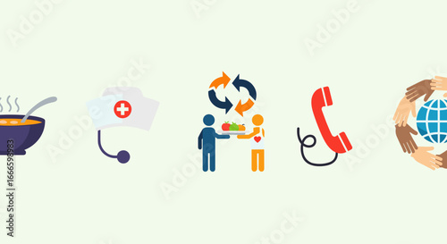 Illustration of construction workers with crane, steel beams, welding equipment and steel supports