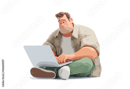 freelancer with laptop vector art