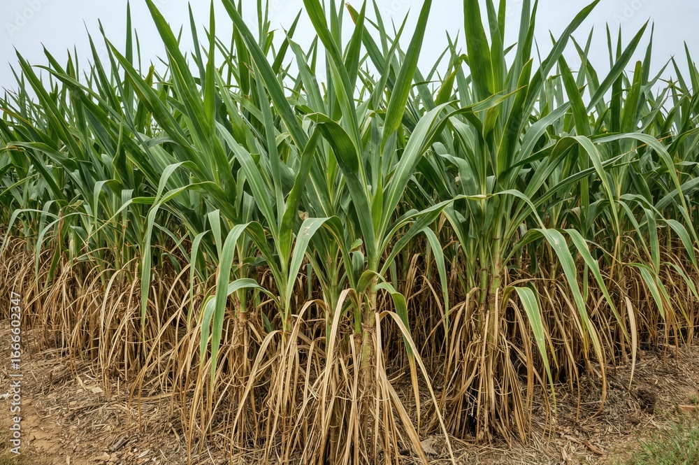 Obraz premium Newly harvested sugarcane in a backyard