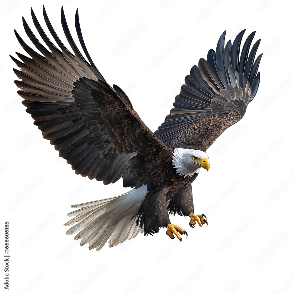 Obraz premium Eagle in Flight Transparent Background Illustration