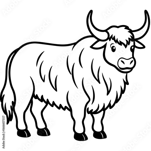 Wild Yak Outline Vector Design