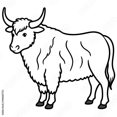 Wild Yak Outline Vector Design