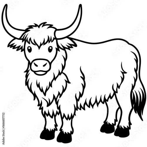 Wild Yak Outline Vector Design