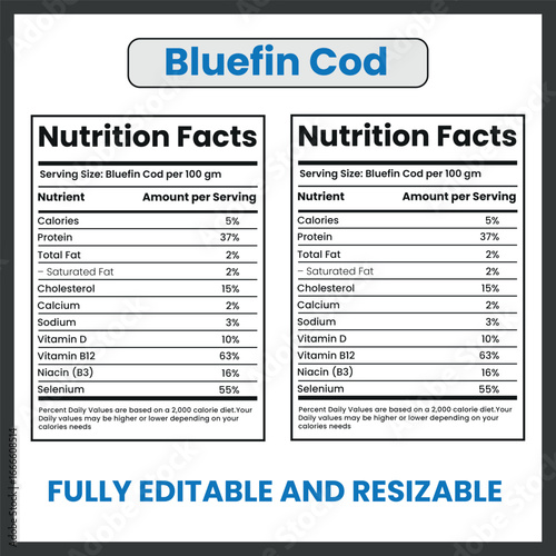 Bluefin Cod Fish Vector Clipart