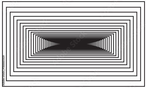 Abstract oblong squacle with black lines