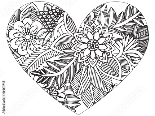 Romantic Zentangle coloring pages