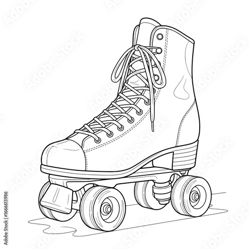 Roller skate outline sketch drawing