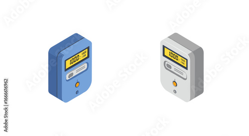 Isometric parking meters on white background