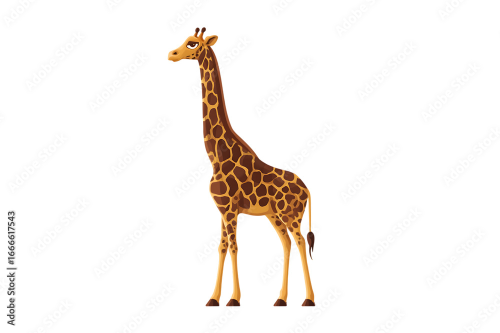 Naklejka premium A Majestic Giraffe Standing Tall in Profile View isolated on transparent background , cutout 
