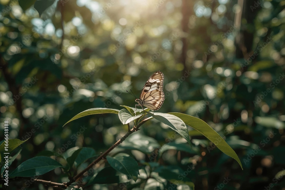 Fototapeta premium Stunning Butterfly Resting on a Leaf