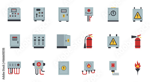 Electrical safety equipment and control panel icons
