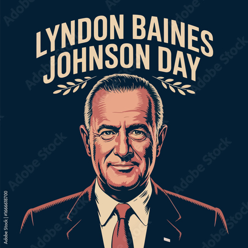 Lyndon Baines Johnson Day Portrait Presidential Tribute Art