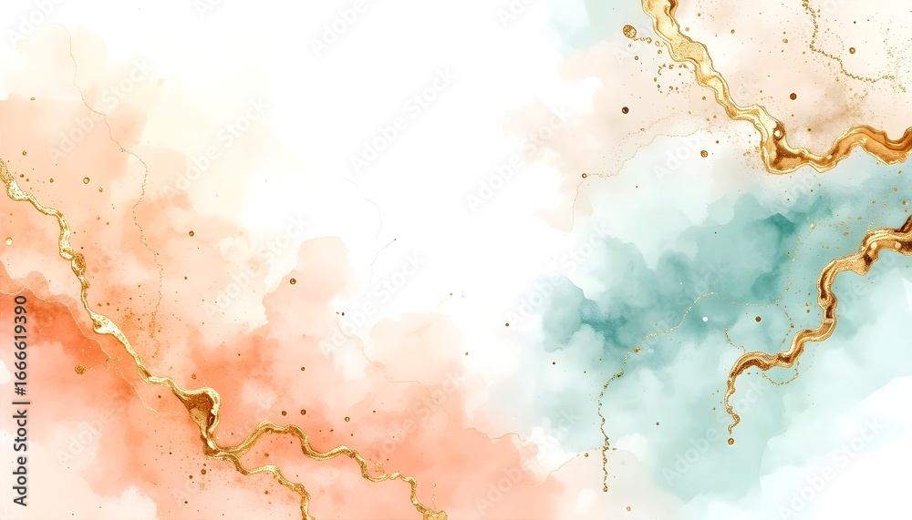 Obraz premium Elegant Abstract Watercolor Background with Gold Accents