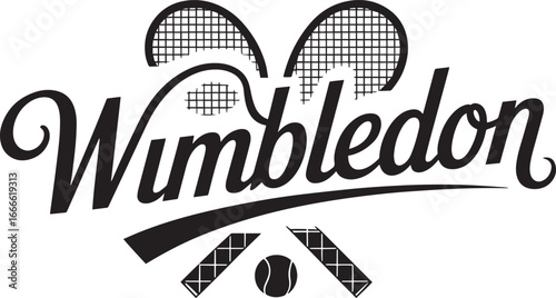 Wimbledon Vector Illustration Tennis Championship Sport Event Typography Logo Design