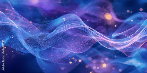 Blue fractal swirls and flowing smoke create an abstract motion art pattern