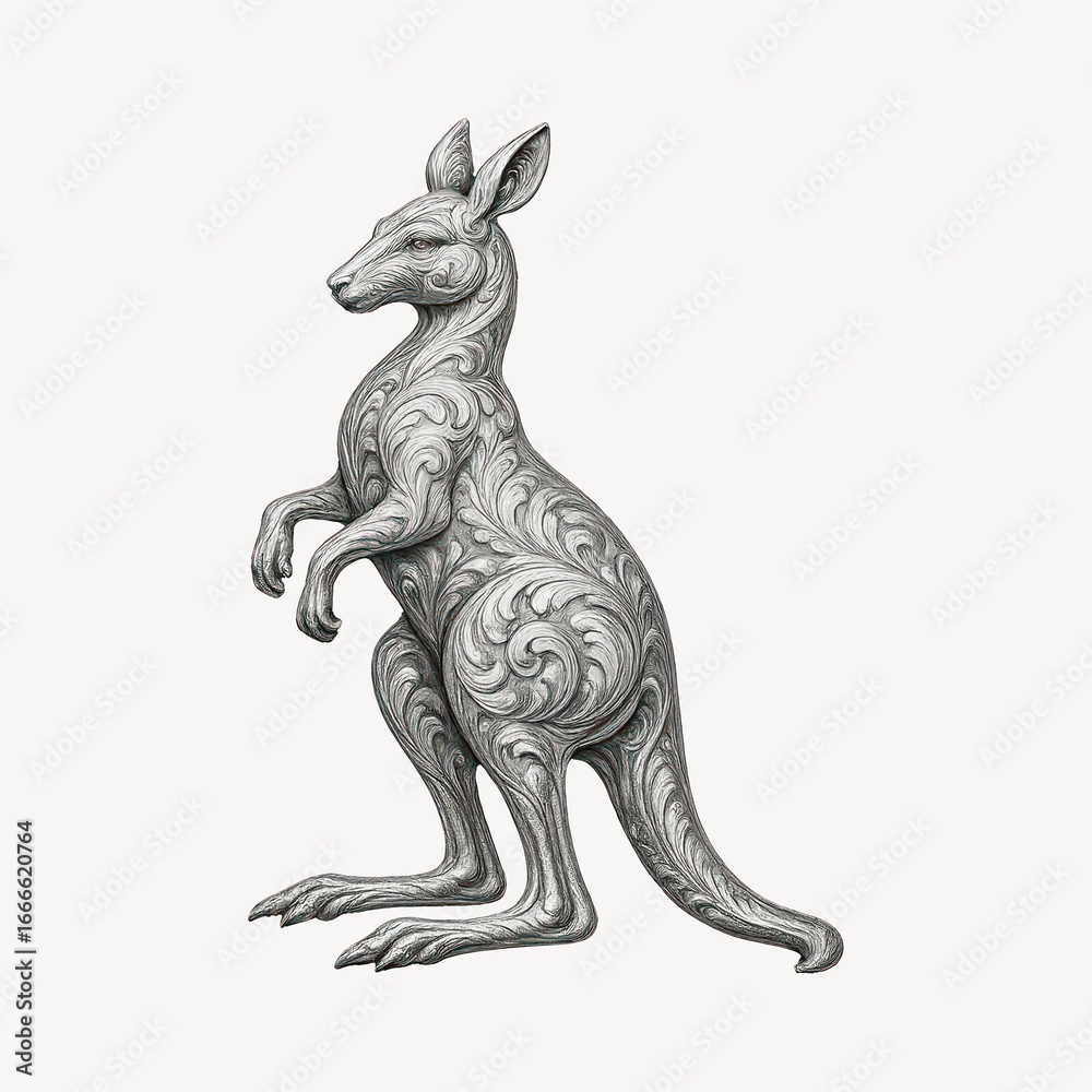 Fototapeta premium Intricate decorative kangaroo illustration.