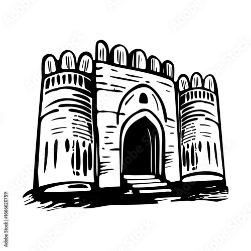 A glyph style illustration representing rohtas fort
